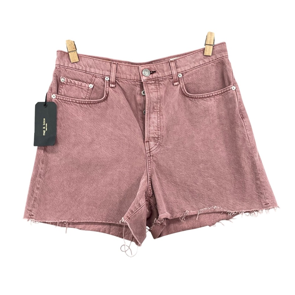 Rag & Bone Denim Shorts Womens 32 Light Plum Pink Organic Cotton Raw Boho Preppy